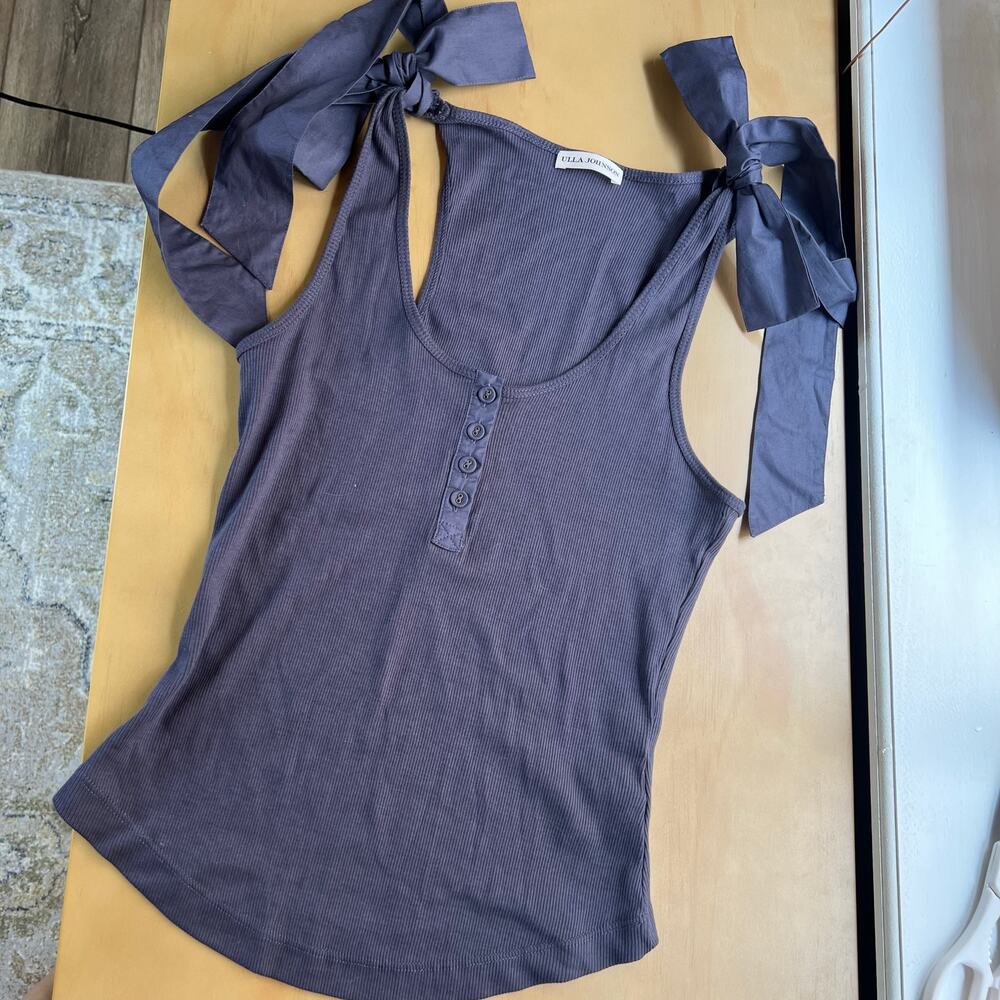Ulla Johnson Bailey Tank Bow Shoulders Tank Top